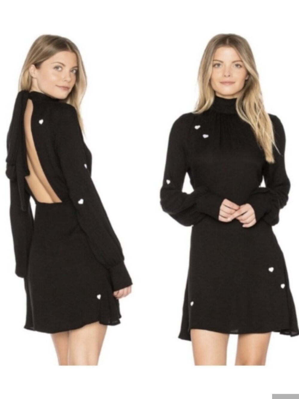 Wildfox Asperge Mini Dress Embroidered Hearts